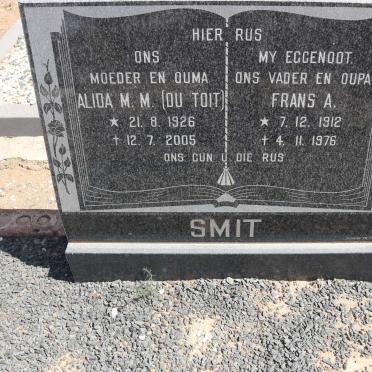 SMIT Frans A. 1912-1976 &amp; Alida M.M. DU TOIT 1926-2005