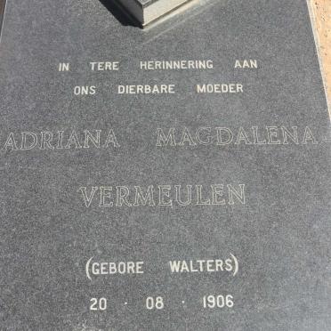 VERMEULEN Adriana Magdalena nee WALTERS 1906-1996