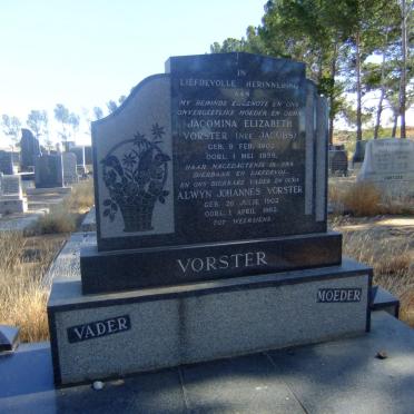 VORSTER Alwyn Johannes 1902-1962 &amp; Jacomina Elizabeth JACOBS 1902-1959