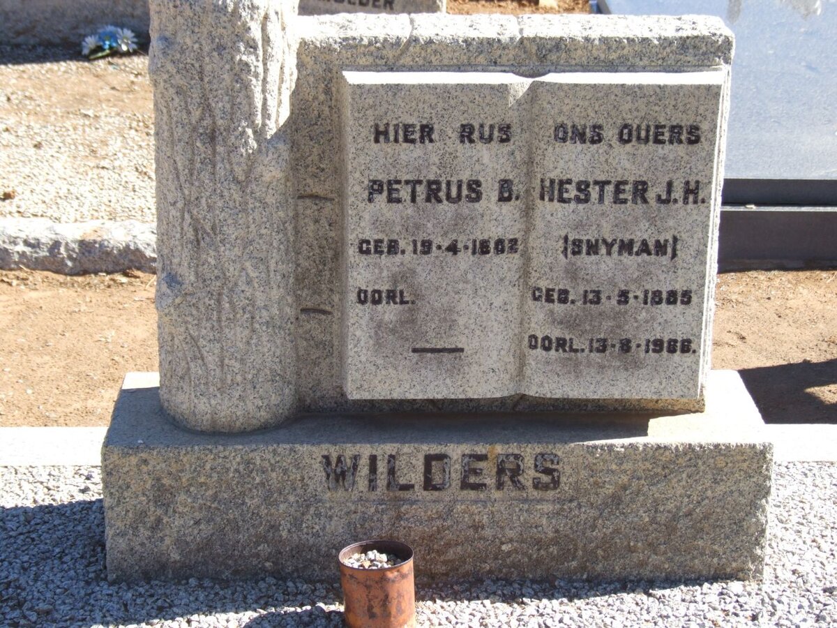WILDERS Petrus B. 1882- &amp; Hester J.H. SNYMAN 1885-1966