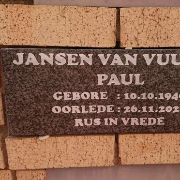 VUUREN Paul, Jansen van 1940-2022