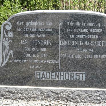BADENHORST Jan Hendrik 1881-1942 &amp; Emmerentia Margaretha BOTHA 1882-1974