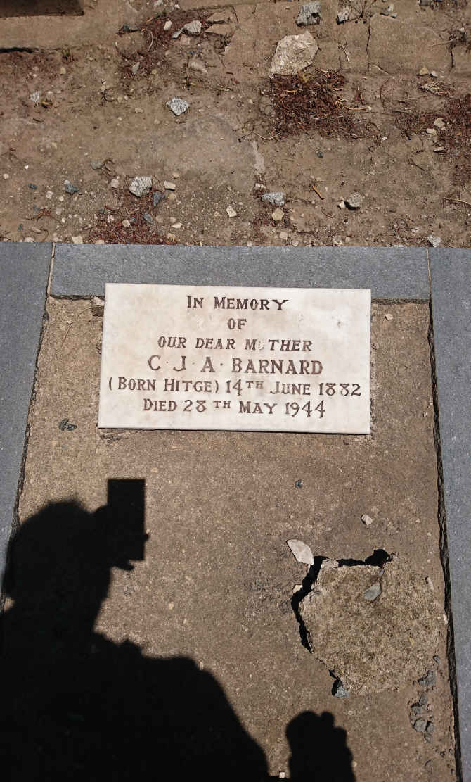 BARNARD C.J.A. nee HITGE 1882-1944