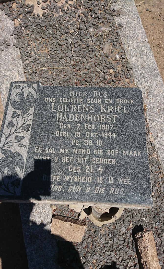 BADENHORST Lourens Kriel 1907-1944