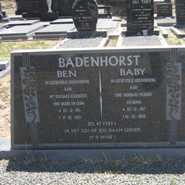 BADENHORST Ben 1911-2001 &amp; Baby 1917-2008