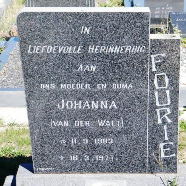 FOURIE Johanna nee VAN DER WALT 1903-1977