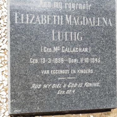 LUTTIG Elizabeth Magdalena nee McCALLAGHAN 1896-1945