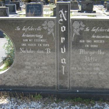 NORVAL Nicholas van R. 1907-1986 &amp; Margaretha Aletta COETZEE 1906-