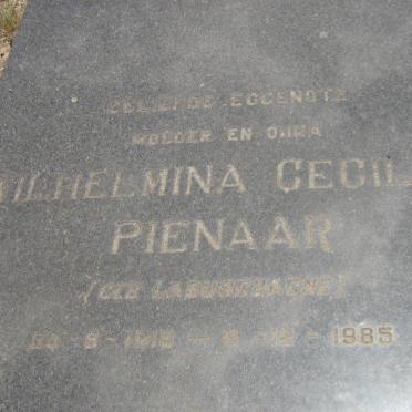 PIENAAR Wilhelmina Cecilia nee LABUSCHAGNE 1918-1985