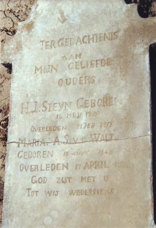 STEYN H.J. 183?-1913 &amp; Maria A.S. V.D. WALT 1845-19??