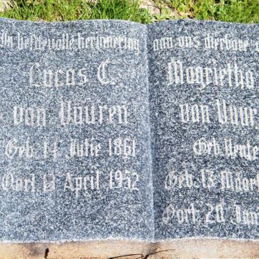 VUUREN Lucas C., van 1861-1952 &amp; Magrietha J. VENTER 1877-1953