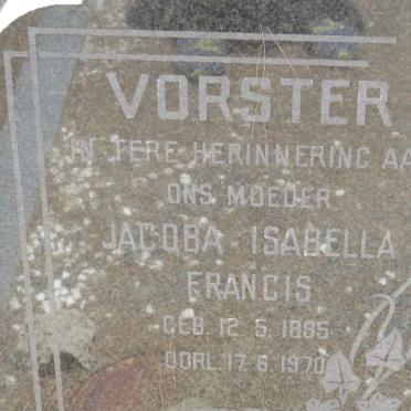 VORSTER Jacoba Isabella Francis 1885-1970