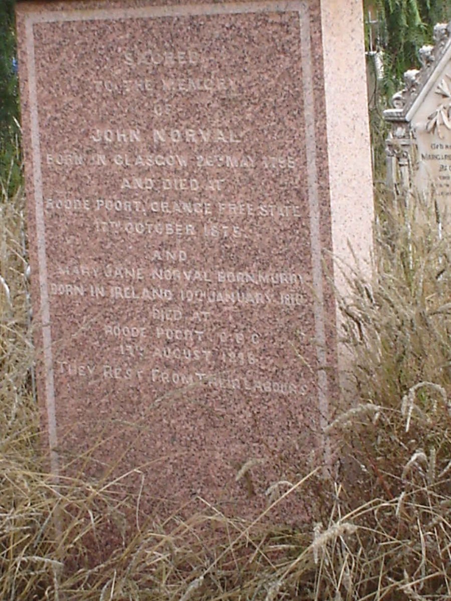NORVAL John 1795-1875 &amp; Mary Jane MURRY 1810-1898