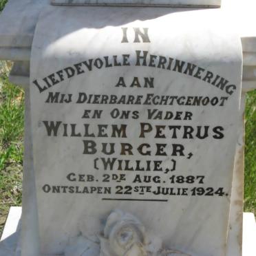 BURGER Willem Petrus 1887-1924
