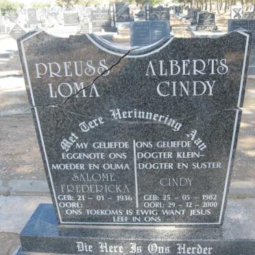 PREUSS Salome Fredericka 1936- :: ALBERTS Cindy 1982-2000