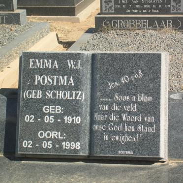 POSTMA Emma W.J. nee SCHOLTZ 1910-1998