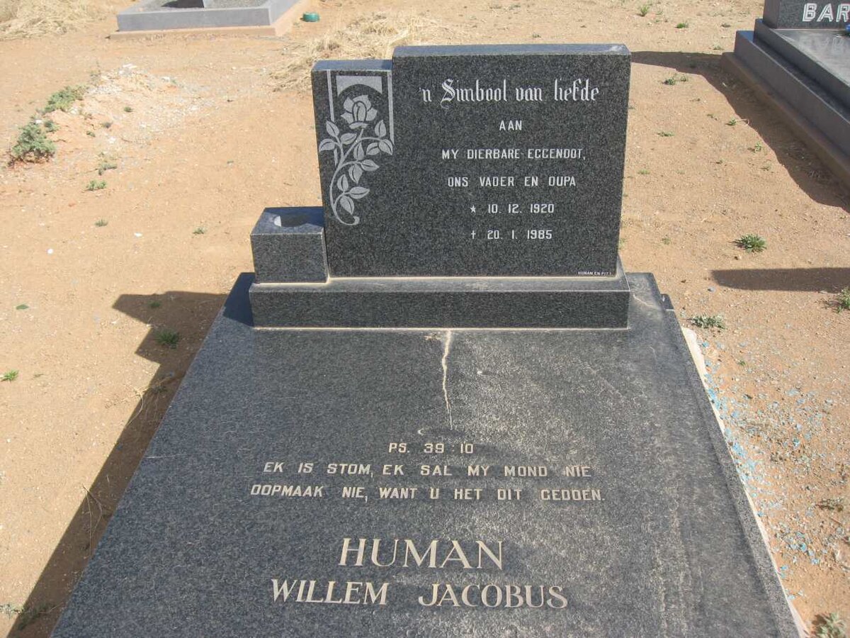 HUMAN Willem Jacobus 1920-1985