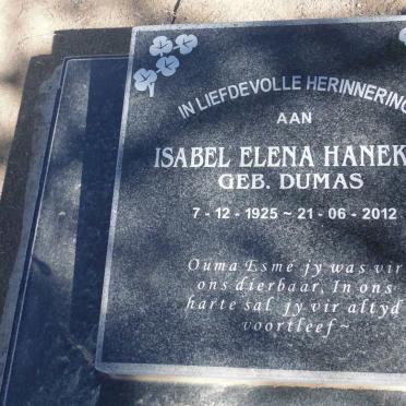 HANEKOM Isabel Elena DUMAS 1925-2012