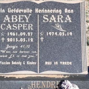 HENDRIKS Abey Casper 1961-2013 &amp; Sara 1974-