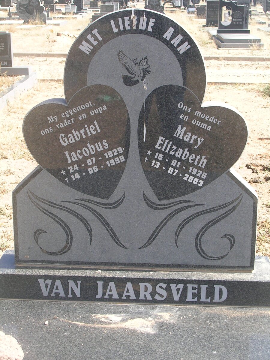 JAARSVELD Gabriel Jacobus, van 1929-1999 &amp; Mary Elizabeth 1926-2003