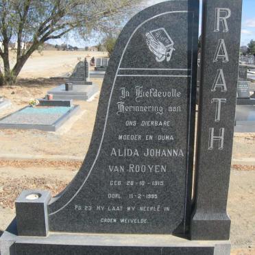 RAATH Alida Johanna nee VAN ROOYEN 1915-1995