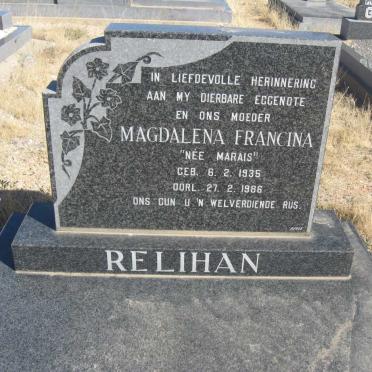 RELIHAN Magdalena Francina nee MARAIS 1935-1986