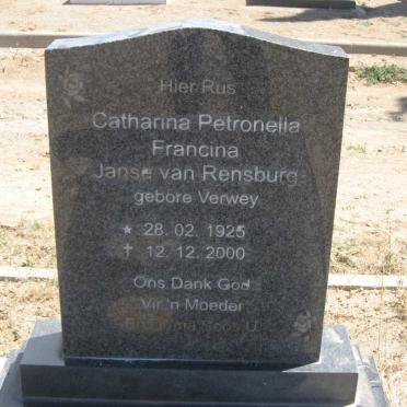 RENSBURG Catharina Petronella Francina, Janse van nee VERWEY 1925-2000
