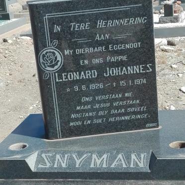 SNYMAN Leonard Johannes 1926-1974