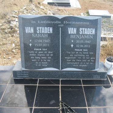 STADEN Benjamin, van 1947-2012 &amp; Sarah 1947-2011