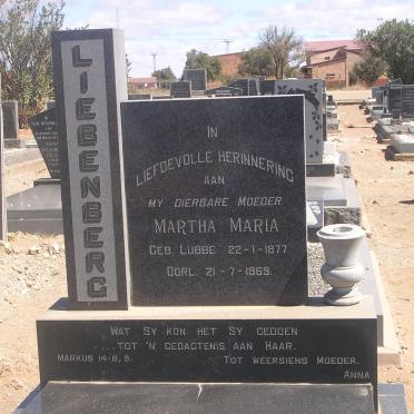LIEBENBERG Martha Maria nee LUBBE 1877-1969