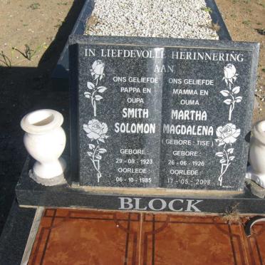 BLOCK Smith Solomon 1923-1985 &amp; Martha Magdalena TISE 1926-2008