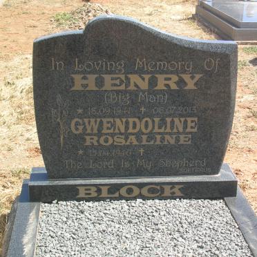 BLOCK Henry 1941-2013 &amp; Gwendoline Rosaline 1940-
