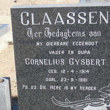 CLAASSEN Cornelius Gysbert J. 1914-1981