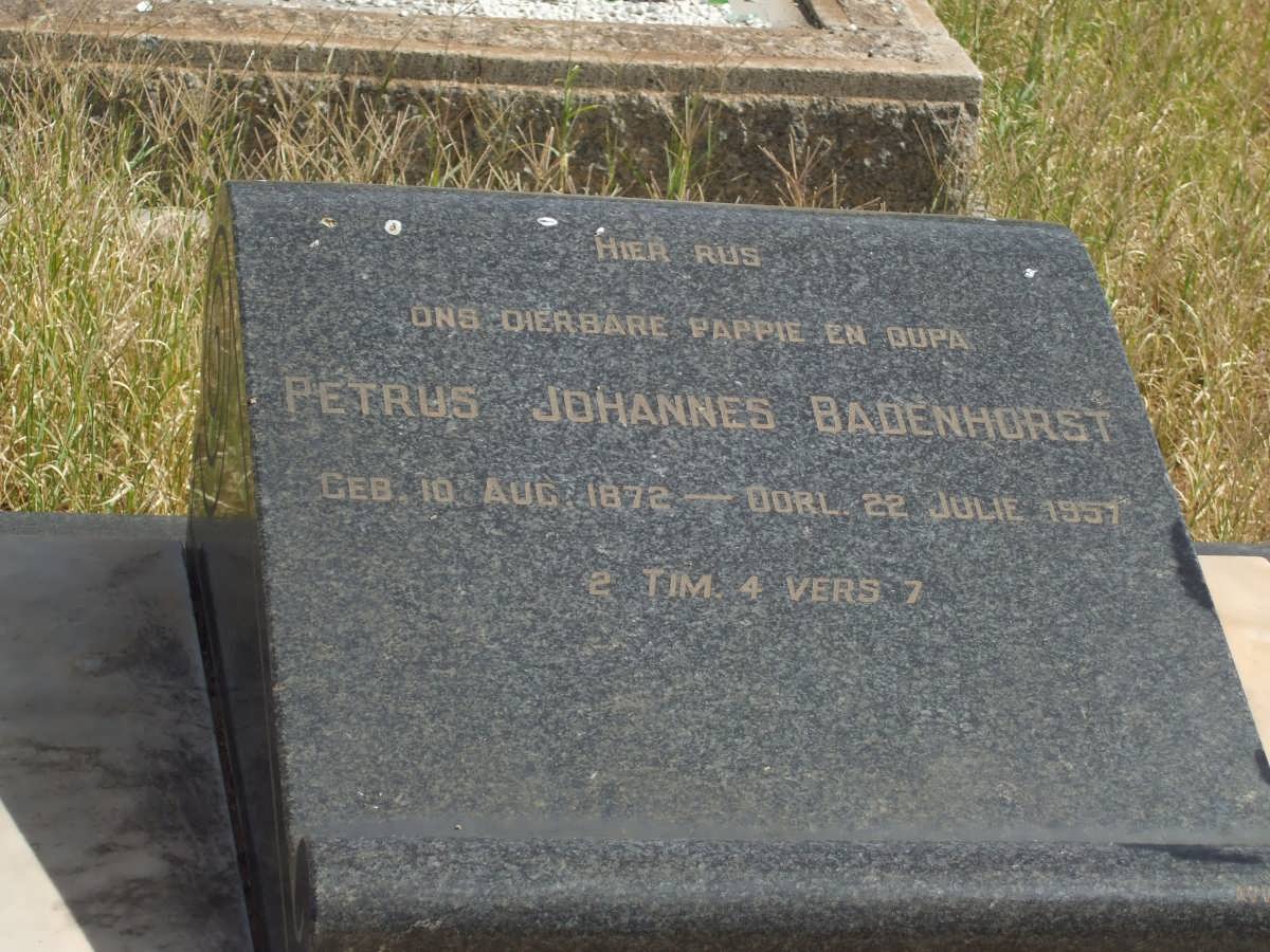 BADENHORST Petrus Johannes 1872-1957