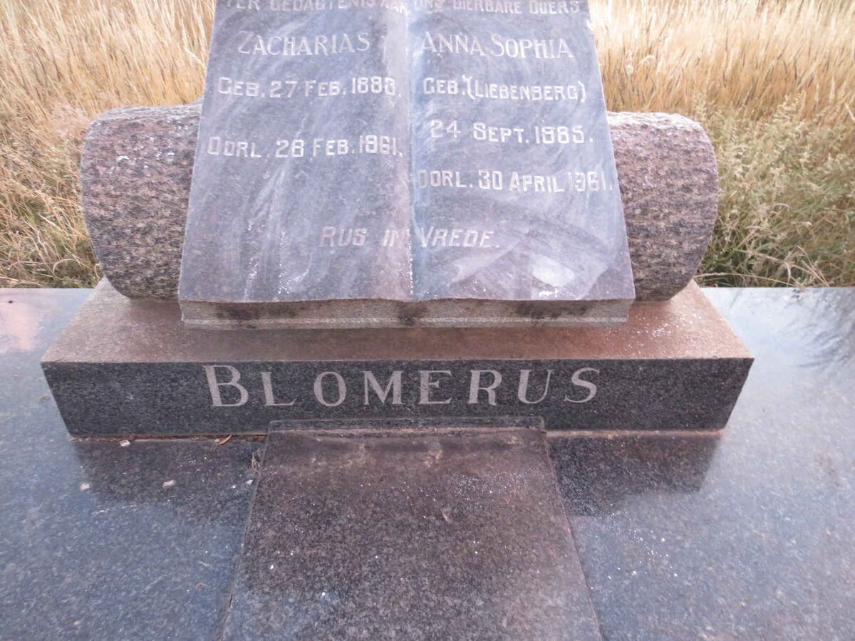 BLOMERUS Zacharias 1883-1961 &amp; Anna Sophia LIEBENBERG 1885-1961