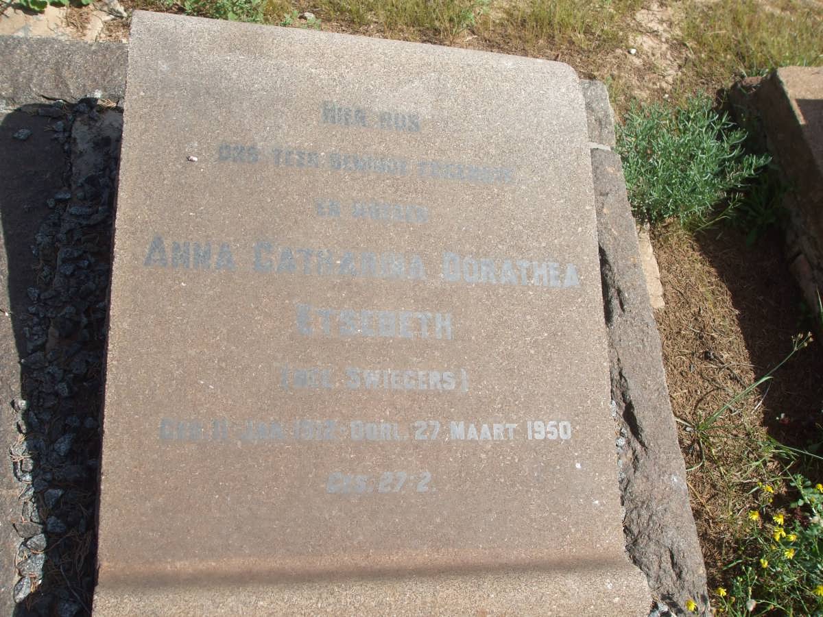 ETSEBETH Anna Catharina Dorathea nee SWIEGERS 1912-1950