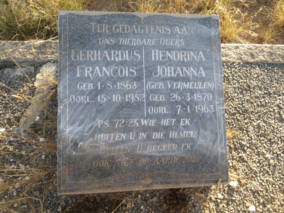 JOUBERT Gerhardus Francois 1863-1952 &amp; Hendrina Johanna VERMEULEN 1870-1963 _1