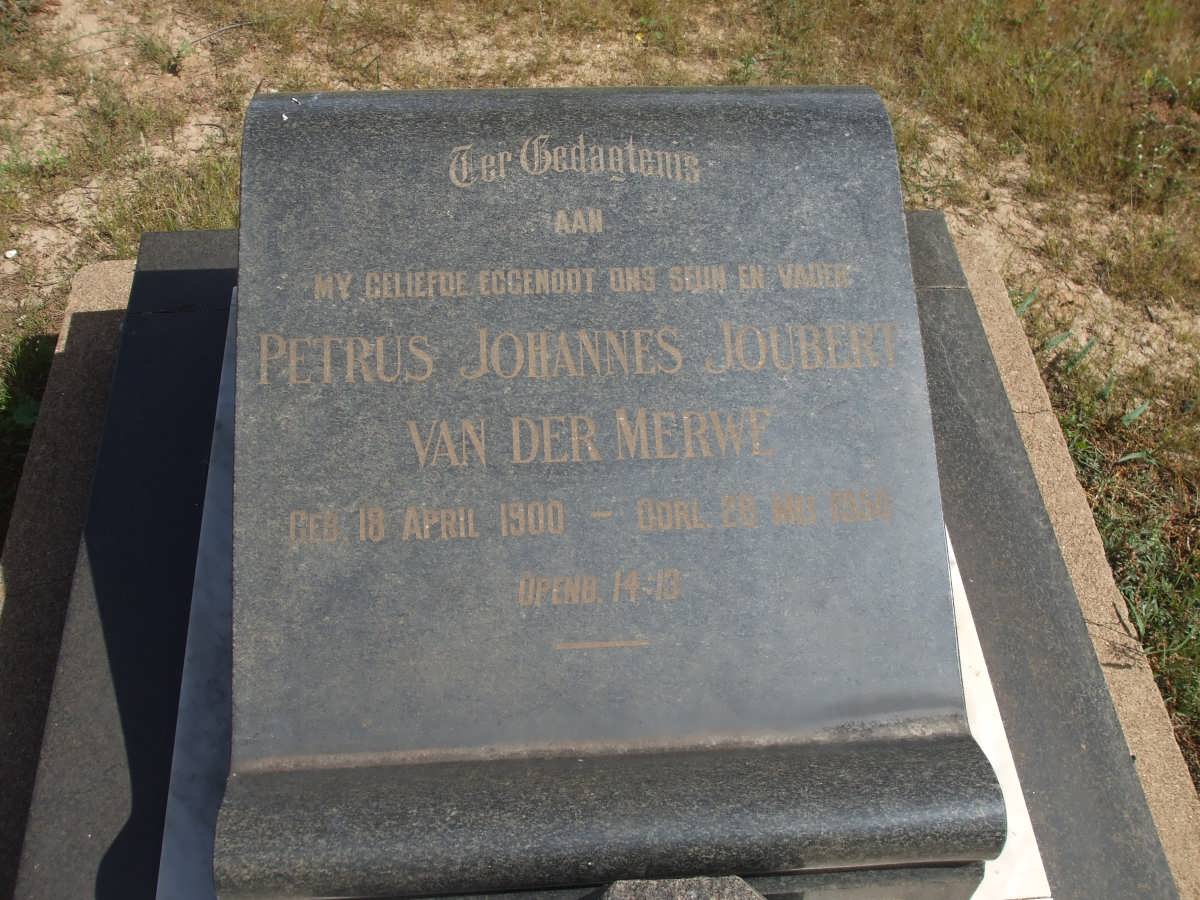 MERWE Petrus Johannes Joubert, van der 1900-1950