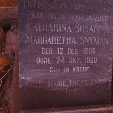 SNYMAN Catharina Susanna Margaretha 1886-1960