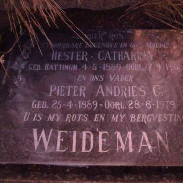 WEIDEMAN Pieter Andries C. 1889-1979 &amp; Hester Catharina HATTINGH 1889-196?