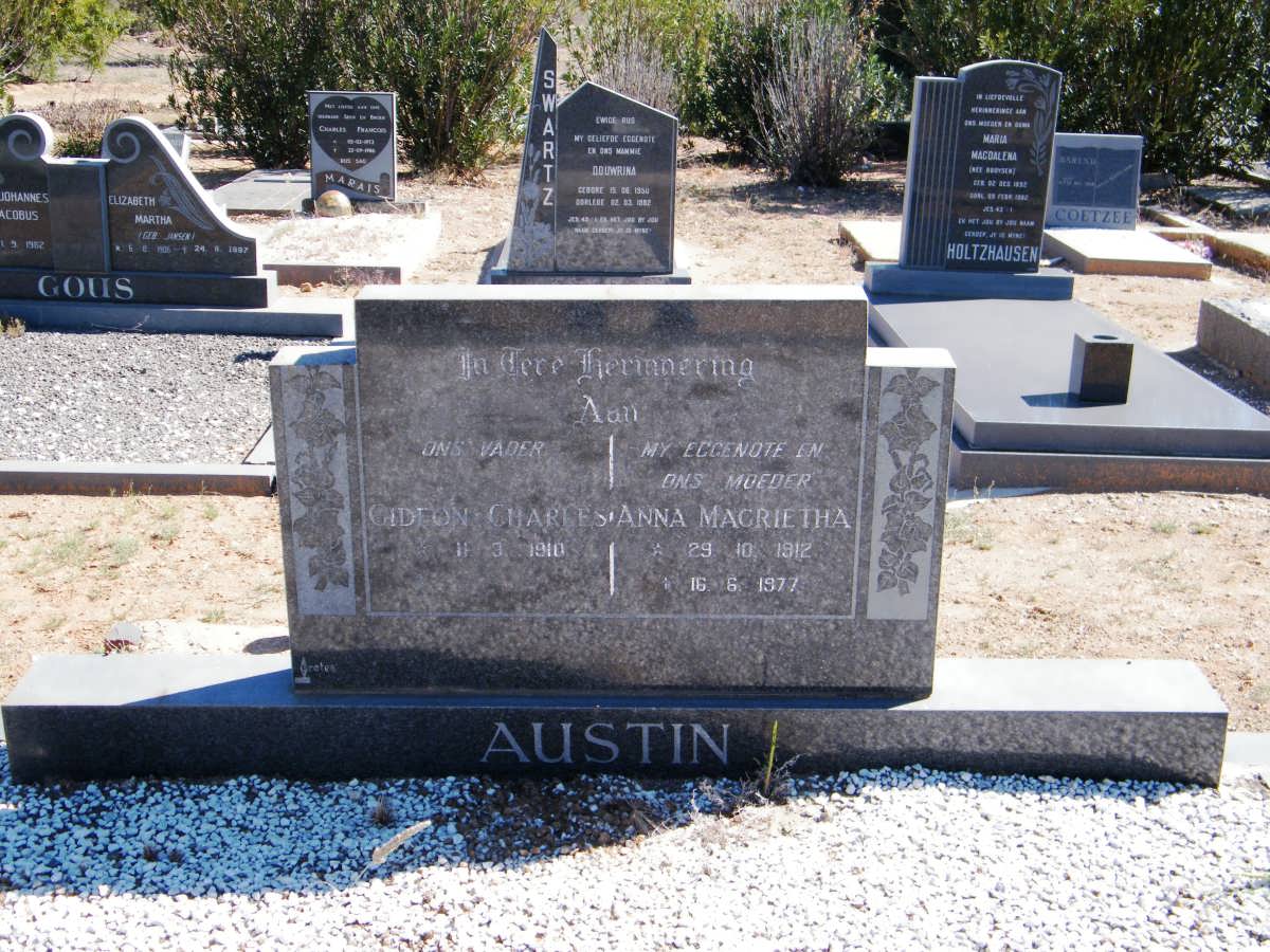 AUSTIN Gideon Charles 1910- &amp; Anna Magrietha 1912-1977