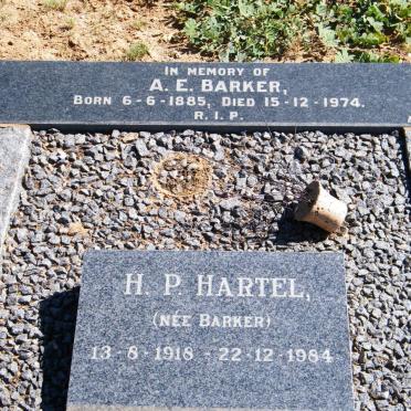 BARKER A.E. 1885-1974 :: HARTEL H.P. nee BARKER 1918-1984