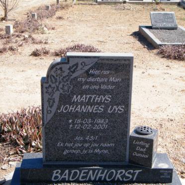 BADENHORST Matthys Johannes Uys 1943-2001