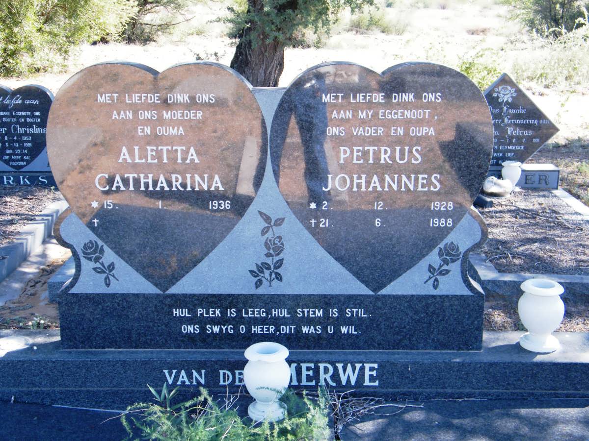 MERWE Petrus Johannes, van der 1928-1988 &amp; Aletta Catharina 1936