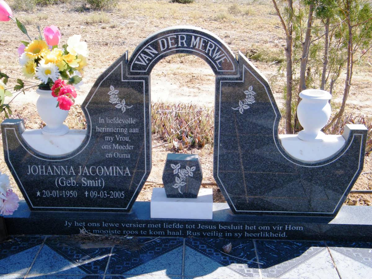 MERWE Johanna Jacomina, van der nee SMIT 1950-2005