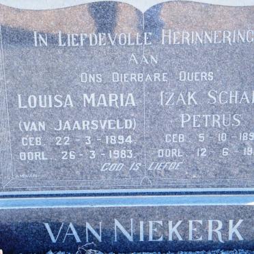 NIEKERK Izak Schalk Petrus, van 1891-1965 &amp; Louise Maria VAN JAARSVELD 1894-1983
