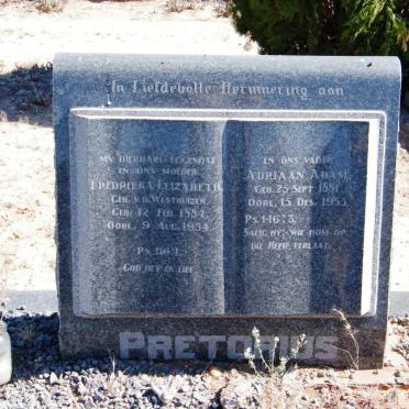 PRETORIUS Adriaan Adam 1881-1955 &amp; Drieka Elizabeth V.D. WESTHUIZEN 1884-1954