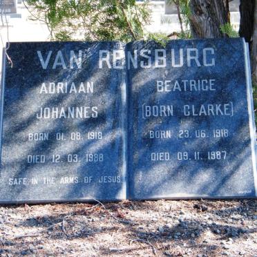 RENSBURG Adriaan Johannes, van1918-1988 &amp; Beatrice CLARKE 1918-1987