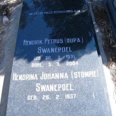 SWANEPOEL Hendrik Petrus 1931-2004 &amp; Hendrina Johanna 1937-