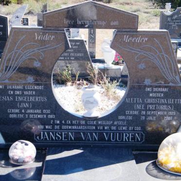 VUUREN Esias Engelbertus, jansen van 1930-1983 &amp; Aletta Christina PRETORIUS 1929-2008